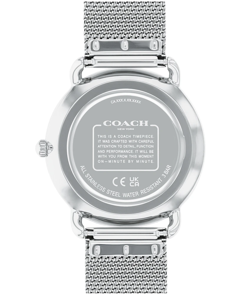 Coach Women's Elliot Silver Stainless Steel Mesh Bracelet Watch 36mm