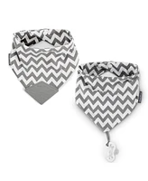 BooginHead Baby Cotton Baby Drool Bibs, Teething Bib and Pacifier Holder Bib, 2 Pack, Gray Chevron