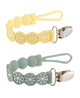 BooginHead Baby Silicone Pacifier Clip Baby Pacifier Holder 2-Pack, Lemons & Limes