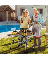 Costway Heavy-Duty Aluminum Camping Table, Folding Outdoor Picnic Table with Carrying Bag