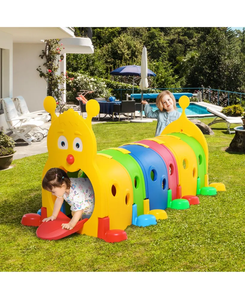Qaba Toddler Caterpillar Tunnel Climb-n-Crawl Play, 106.75" x 39.75" x 41.25"