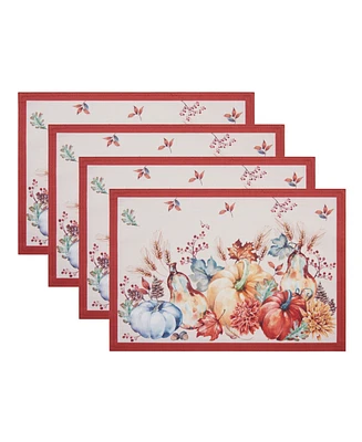 Elrene Botanical Harvest Pumpkin Engineered Placemats, Set of 4, 13" x 19"