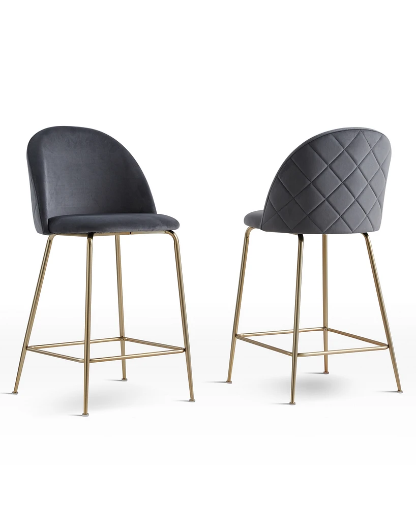 Best Master Furniture Miramar 39" Velvet Metal Bar Stools, Set of 2