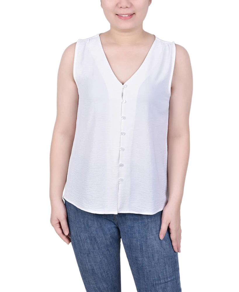 Petite Sleeveless Button-Front Blouse