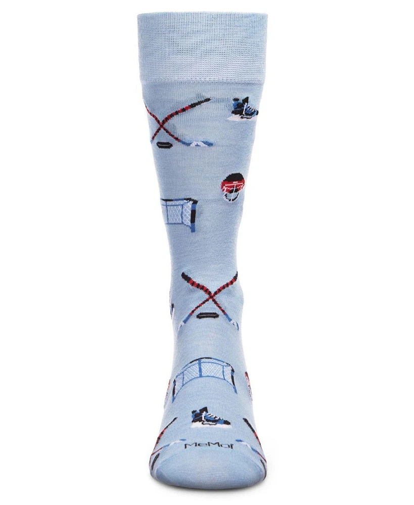MeMoi Men's Hockey Loving Rayon from Bamboo Blend Novelty Crew Socks