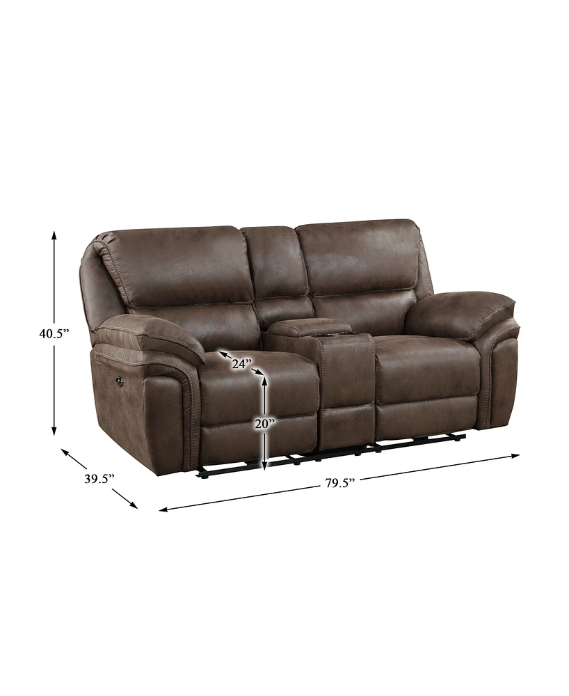 White Label Fleming 80" Power Double Reclining Love Seat with Center Console