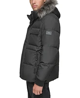 Marc New York Men's Nisko Short Channel Quilted Puffer Jacket with Faux Fur Hood