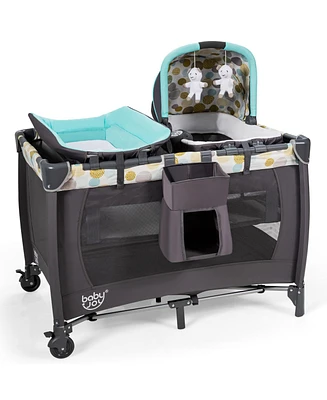 Costway Boys 4 in 1 Convertible Portable Playard Newborn Napper