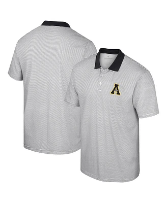 Men's Colosseum White, Black Appalachian State Mountaineers Print Stripe Polo Shirt