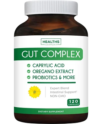 Gut Complex with Caprylic Acid, Oregano Leaf, Probiotics Capsules, Health's Harmony, 120ct