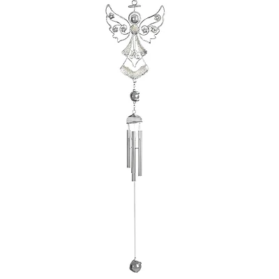 Fc Design 23" Long Silver Angel Copper and Gem Wind Chime Home Decor Perfect Gift for House Warming