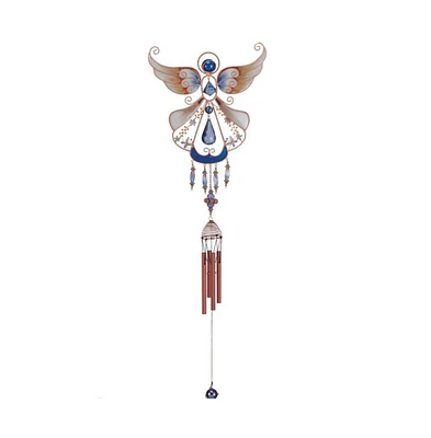 33" Long Blue Angel Copper and Gem Wind Chime