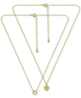 Giani Bernini 2-Pc. Set Cubic Zirconia Pave Heart & Solitaire Bezel Pendant Necklaces, Created for Macy's