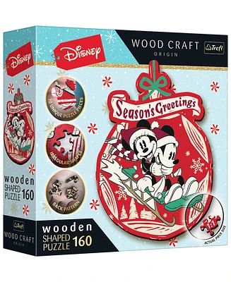 Trefl Wood Craft 160 Piece Wooden Puzzle - Disney's Christmas Mickey Mouse