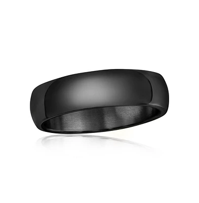 Metallo Stainless Steel Polished Ring - Black Plated