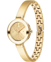 Movado Women's Bold Bangles Swiss Quartz Ionic Plated Light Gold-Tone 2 Steel Watch 28mm