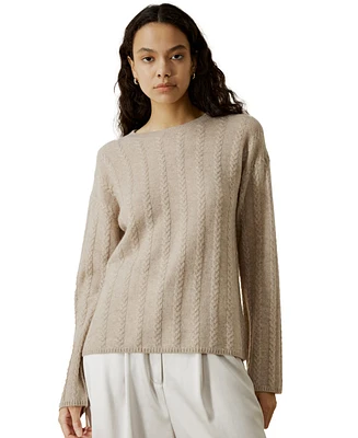 Lilysilk Women's Semi-Sheer Cashmere Cable-knit Sweater
