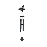 41" Long Black Butterfly Wood/Metal Silhouette Wind Chime