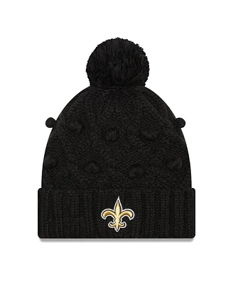 Women's New Era Black New Orleans Saints Toasty Cuffed Knit Hat with Pom
