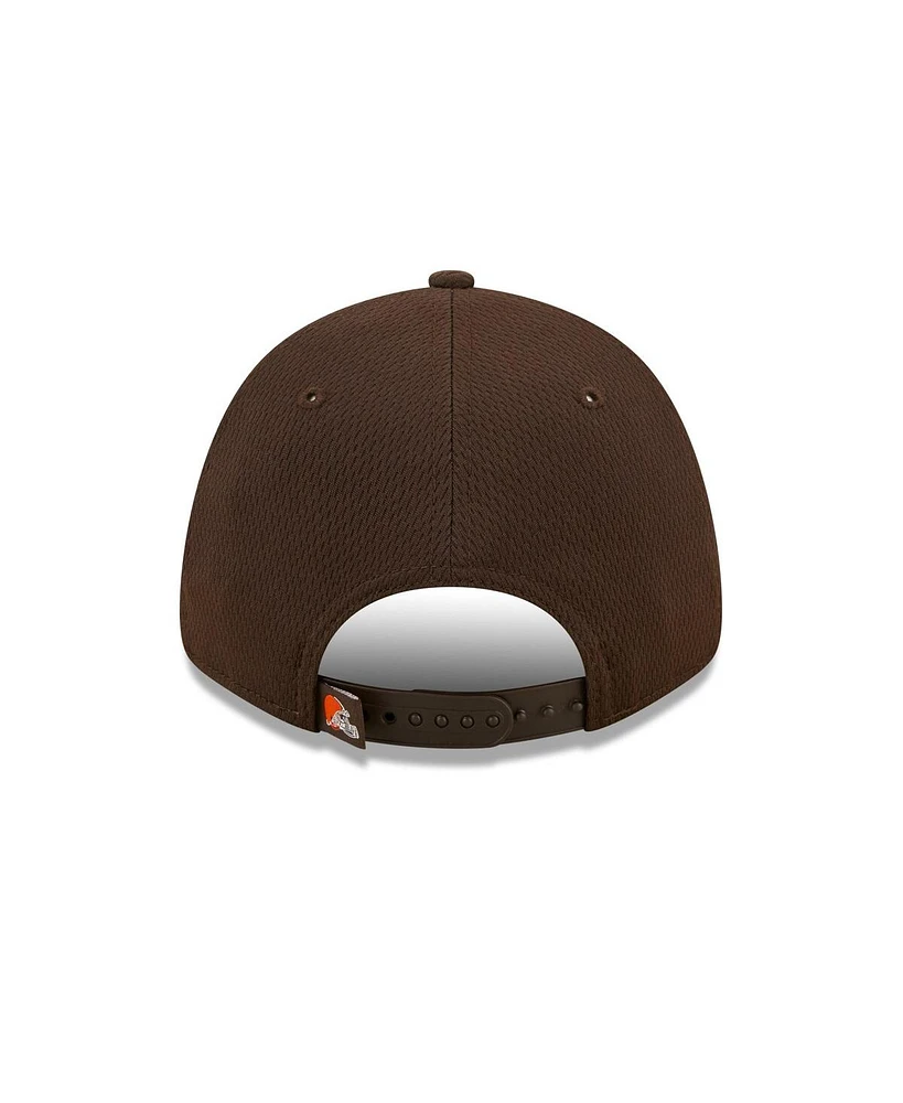 Men's New Era Brown Cleveland Browns Framed Af 9FORTY Snapback Hat