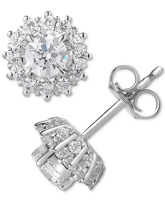 TruMiracle Diamond Halo Stud Earrings (1 ct. t.w.) in 14k White Gold