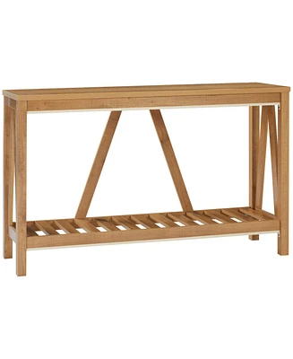 Homcom Farmhouse Console Table with Storage, Rustic Sofa Table, Brown