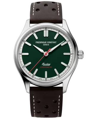 Frederique Constant Men's Swiss Automatic Vintage Rally Healy Cosc Brown Leather Strap Watch 40mm - Limited Edition Box Set