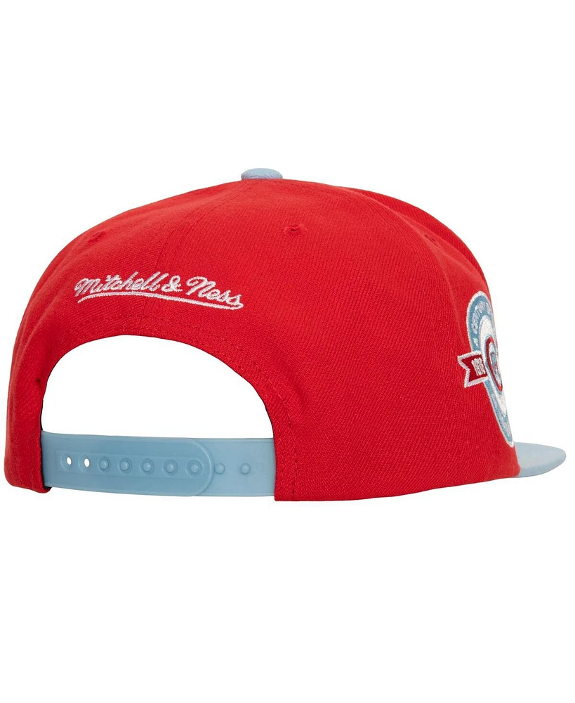 Men's Mitchell & Ness Red, Light Blue Chicago Cubs Hometown Snapback Hat