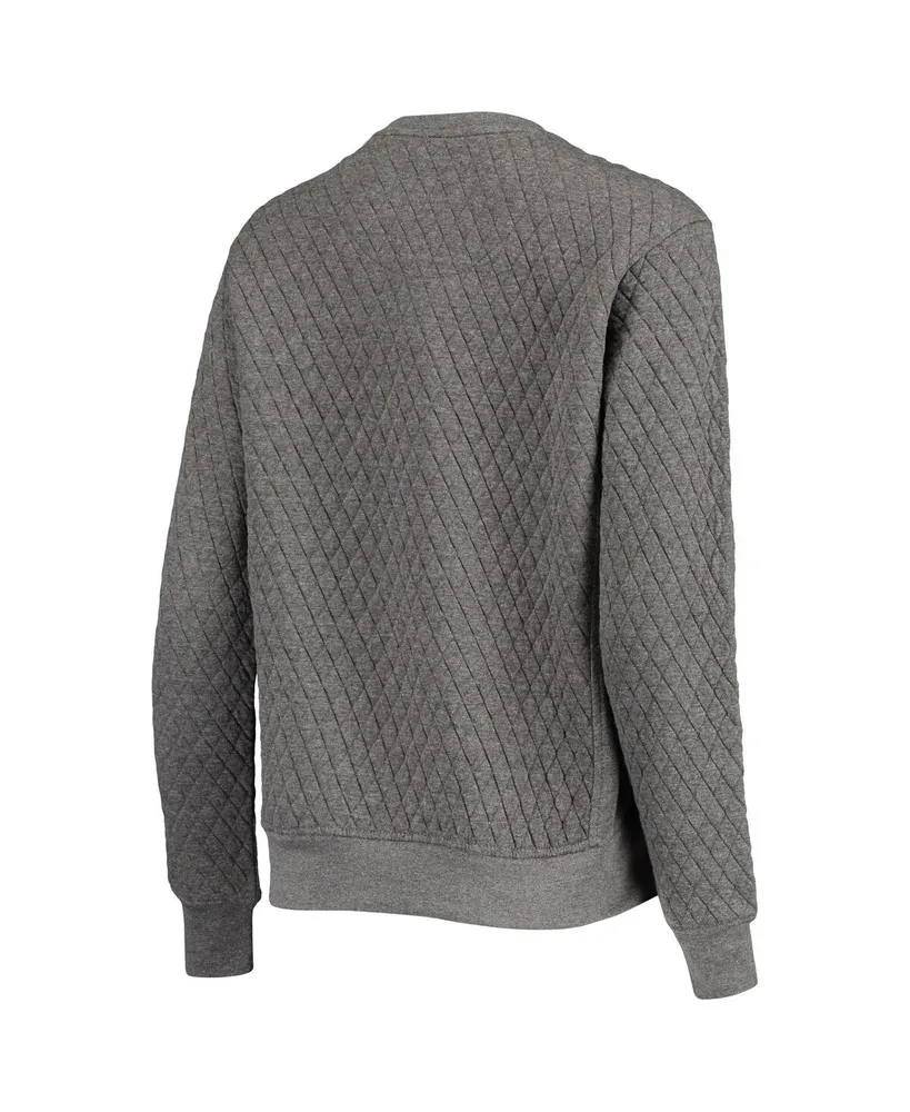 Women's Pressbox Heather Charcoal Texas Longhorns Moose Quilted Pullover Sweatshirt
