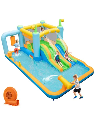 Inflatable Water Slide Giant Kids Bounce House Park Splash Pool with 680W Blower