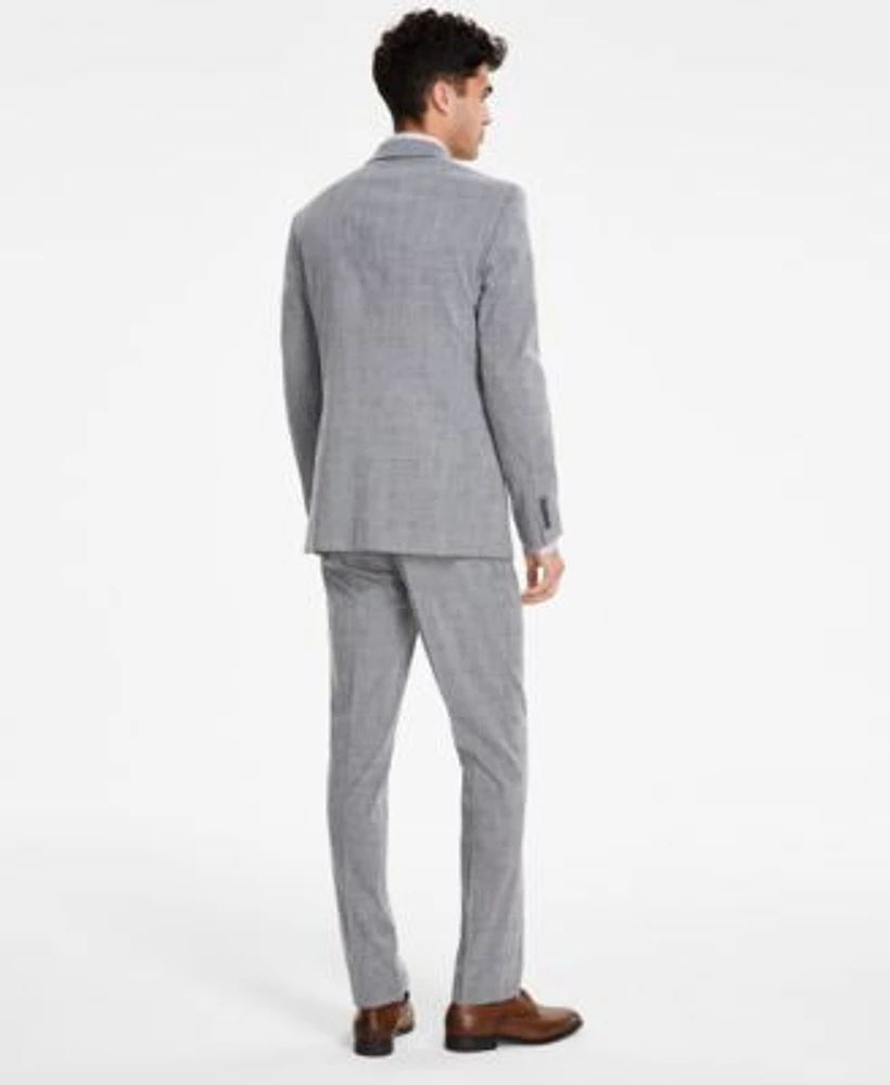 Dkny Mens Black White Plaid Modern Suit Separates