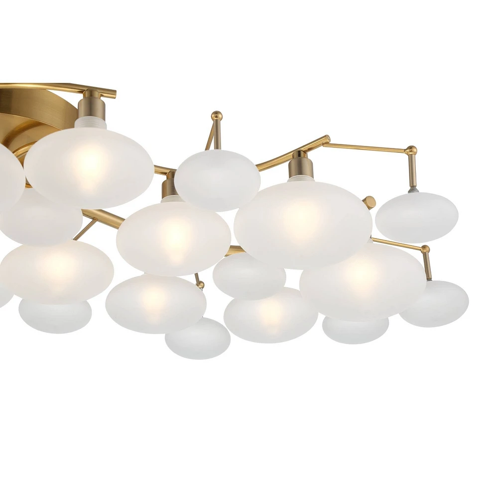 Possini Euro Design Lilypad Modern Ceiling Light Semi Flush-Mount Fixture 30 1/4" Wide Warm Brass Gold Frosted Opal Etched Glass Shade for Bedroom Kit