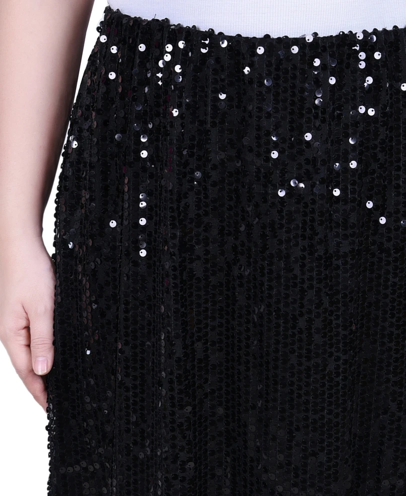 Ny Collection Petite Knee Length Sequined Skirt