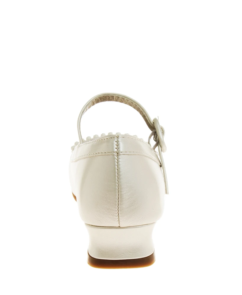 Josmo Little Girls Low Heeled Flower Detail Dress Shoes