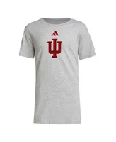 Big Boys adidas Gray Indiana Hoosiers 2023 Sideline Locker Room Logo Fresh T-shirt