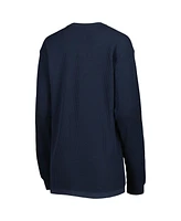 Women's Pressbox Navy West Virginia Mountaineers Surf Plus Size Southlawn Waffle-Knit Thermal Tri-Blend Long Sleeve T-shirt