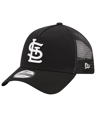 Men's New Era Black St. Louis Cardinals A-Frame 9FORTY Trucker Adjustable Hat