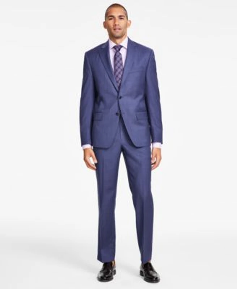 Michael Kors Mens Classic Fit Wool Blend Stretch Solid Vested Suit Separates
