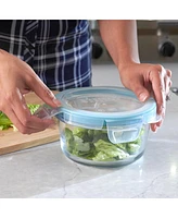 Anchor Hocking Glass 4 Cup Round Food Storage with Truelock Locking Lid, 2 Piece Set