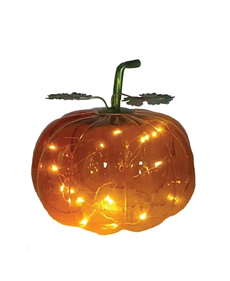 Santa's Workshop 6" x 6" Glass Led Pumpkin