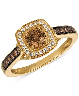 Le Vian Chocolatier Chocolate Diamond & Vanilla Diamond Halo Ring (5/8 ct. t.w.) in 14k Gold