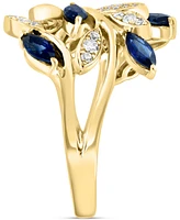 Effy Sapphire (3/4 ct. t.w.) & Diamond (1/4 ct. t.w.) Vine Ring in 14k Gold