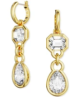 Swarovski Gold-Tone Mixed Crystal Double Charm Hoop Earrings