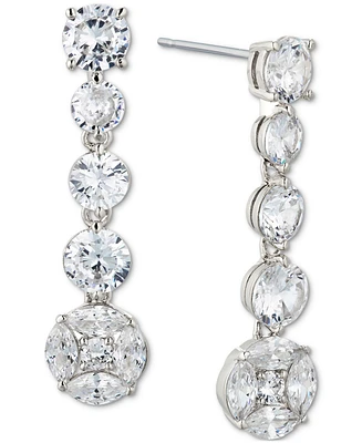 Eliot Danori Silver-Tone Cubic Zirconia Linear Drop Earrings, Created for Macy's