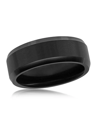 Brushed and Polished Black 8mm Tungsten Ring