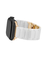 Anne Klein Women's White Ceramic and Gold-Tone Alloy Metal Bracelet designed for Apple Watch 42mm (Series 10) & 38/40/41mm