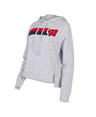Women's Concepts Sport Gray Wisconsin Badgers Cedar Tri-Blend Raglan Pullover Hoodie