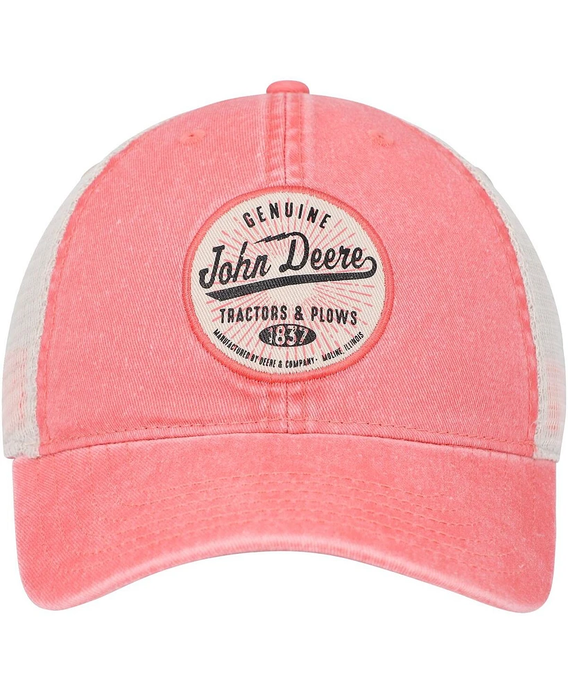 Women's Top of the World Pink John Deere Classic Logo Twill Mesh Trucker Snapback Hat