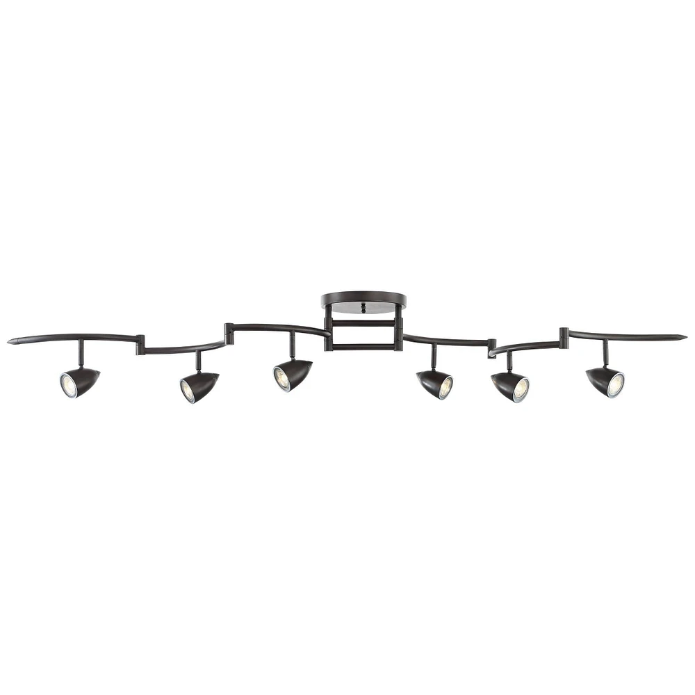 Pro Track Heavy Duty Axel 6-Head Led Ceiling Track Light Fixture Kit Spot-Light GU10 Dimmable Black Metal Farmhouse Rustic Industrial Large Kitchen Ba