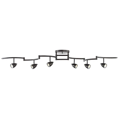 Pro Track Heavy Duty Axel 6-Head Led Ceiling Track Light Fixture Kit Spot-Light GU10 Dimmable Black Metal Farmhouse Rustic Industrial Large Kitchen Ba